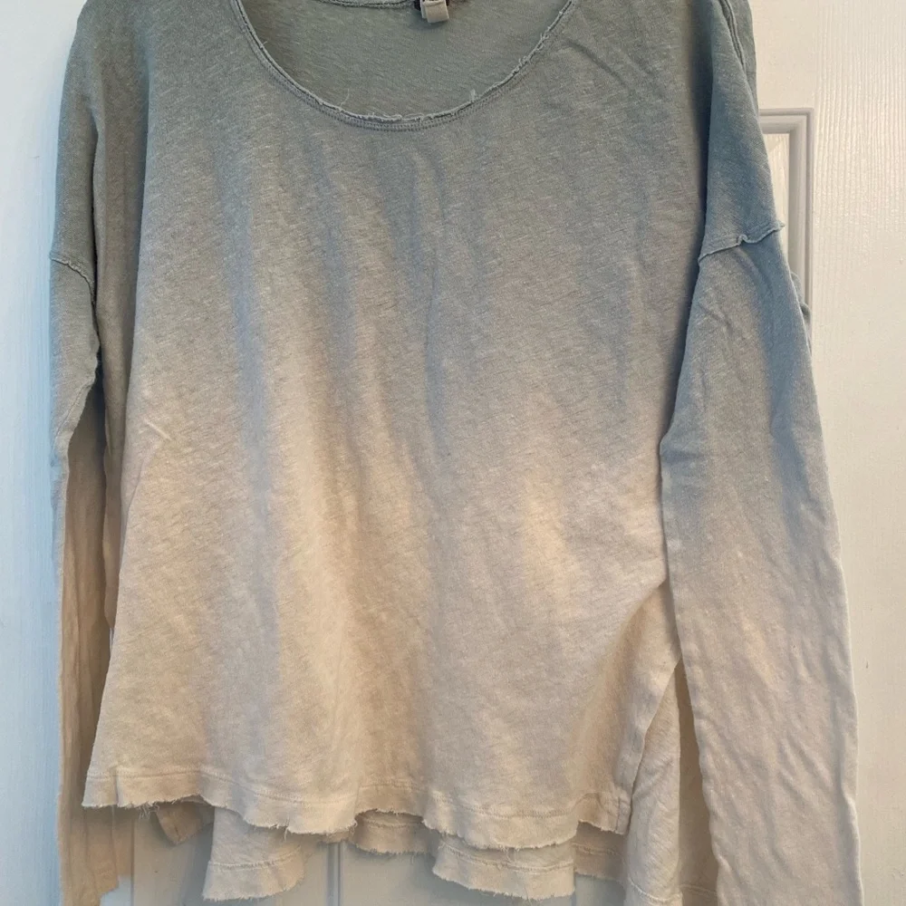FREE PEOPLE Starry Night Dip Dye Ombre Linen Top S